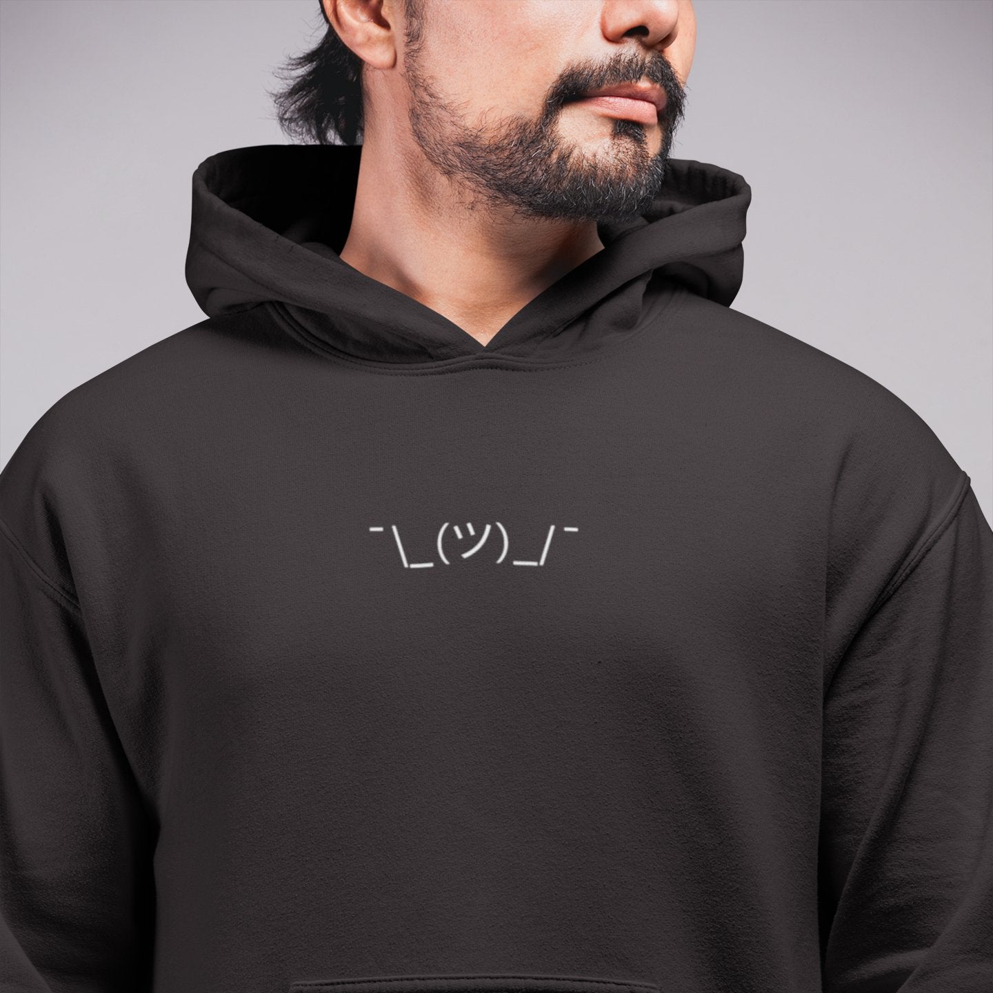 Black ¯\_(ツ)_/¯ | Shrug Emote Graphic Hoodie for Men and Women - Emote IRL