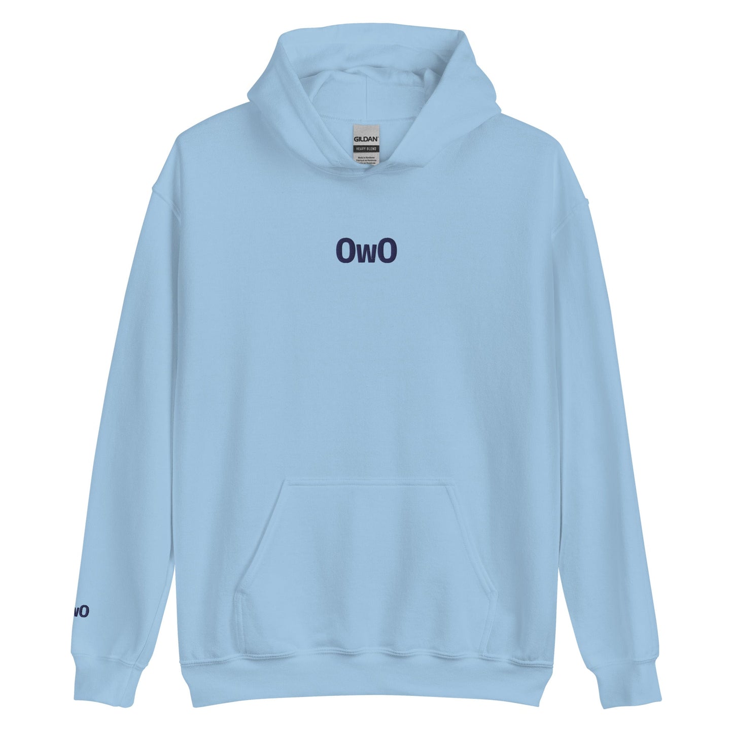Light Blue OwO | Cute Surprised Emoticon Graphic Hoodie for Men and Women - Emote IRL