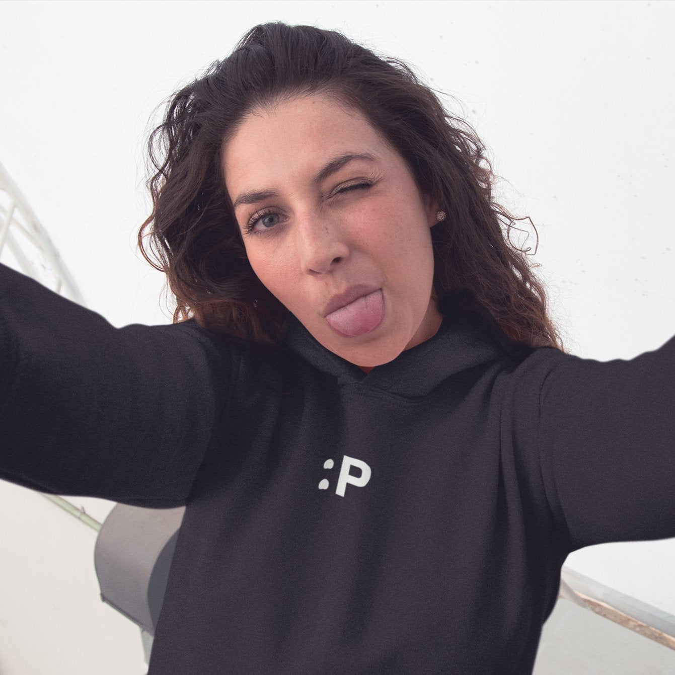 Black :P | Cheeky Cute Emoji Graphic Hoodie for Men and Women - Emote IRL