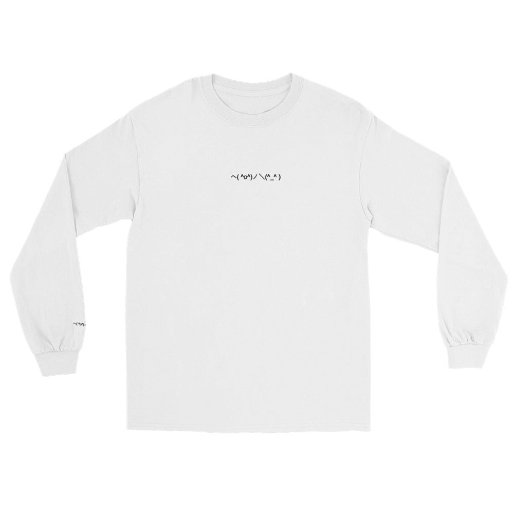 White ヘ( ^o^)ノ\(^_^ ) | High Five Emoticon Long Sleeve T shirt for Men and Women - Emote IRL