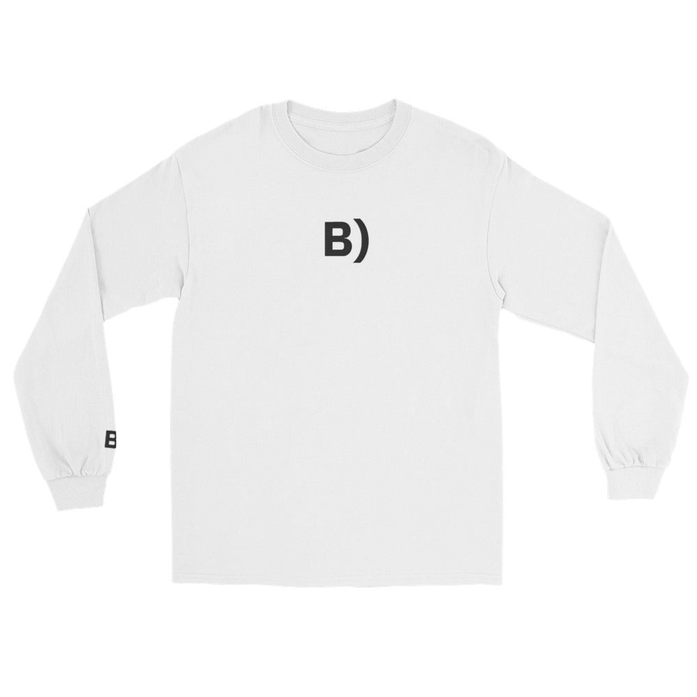 White B) | Cool Sunglasses Emoji Embroidery Design Long Sleeve T shirt for Men and Women - Emote IRL