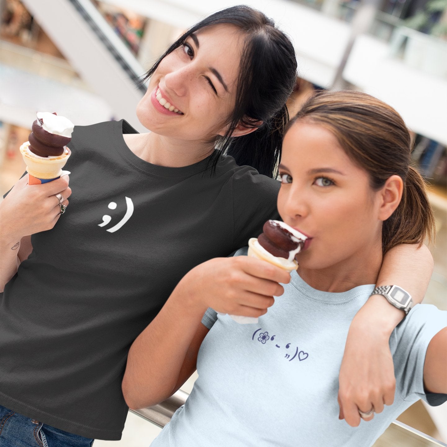 Black ;) | Winky Smiley Face Emoji Graphic T shirt for Men and Women - Emote IRL
