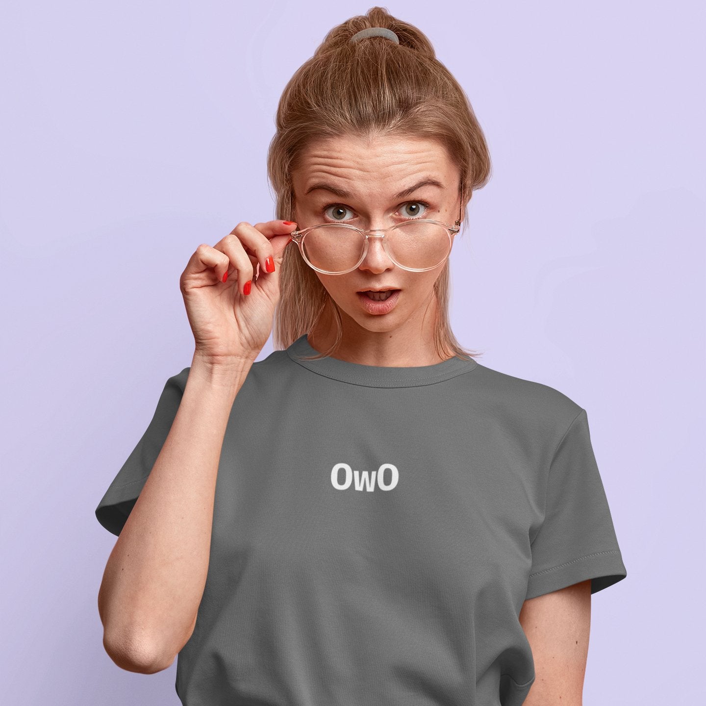 Black OwO | Cute Surprised Emoticon Graphic T shirt for Men and Women - Emote IRL