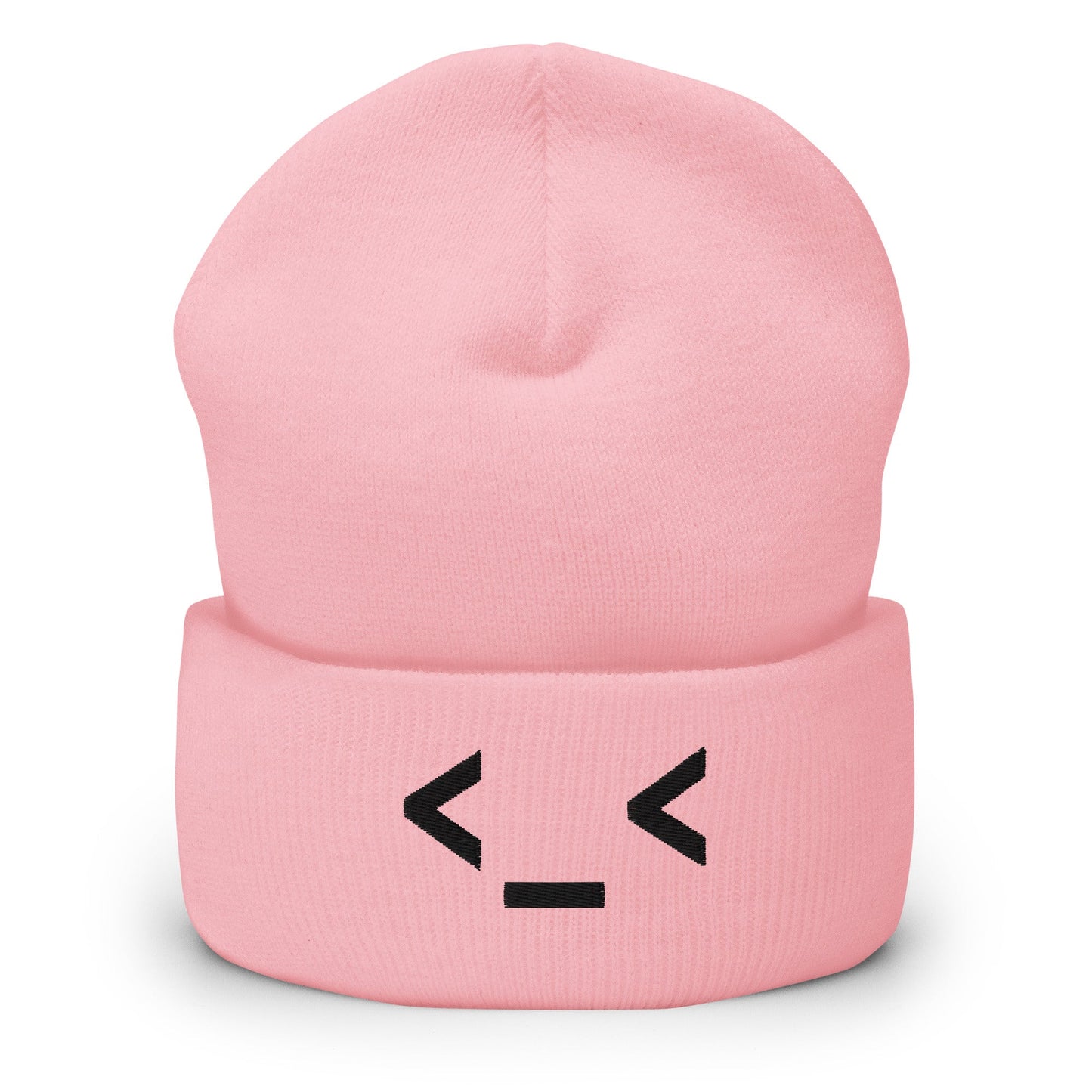Baby Pink <_< | Shifty Left Glance Emoji Embroidery Design Beanie for Men and Women - Emote IRL