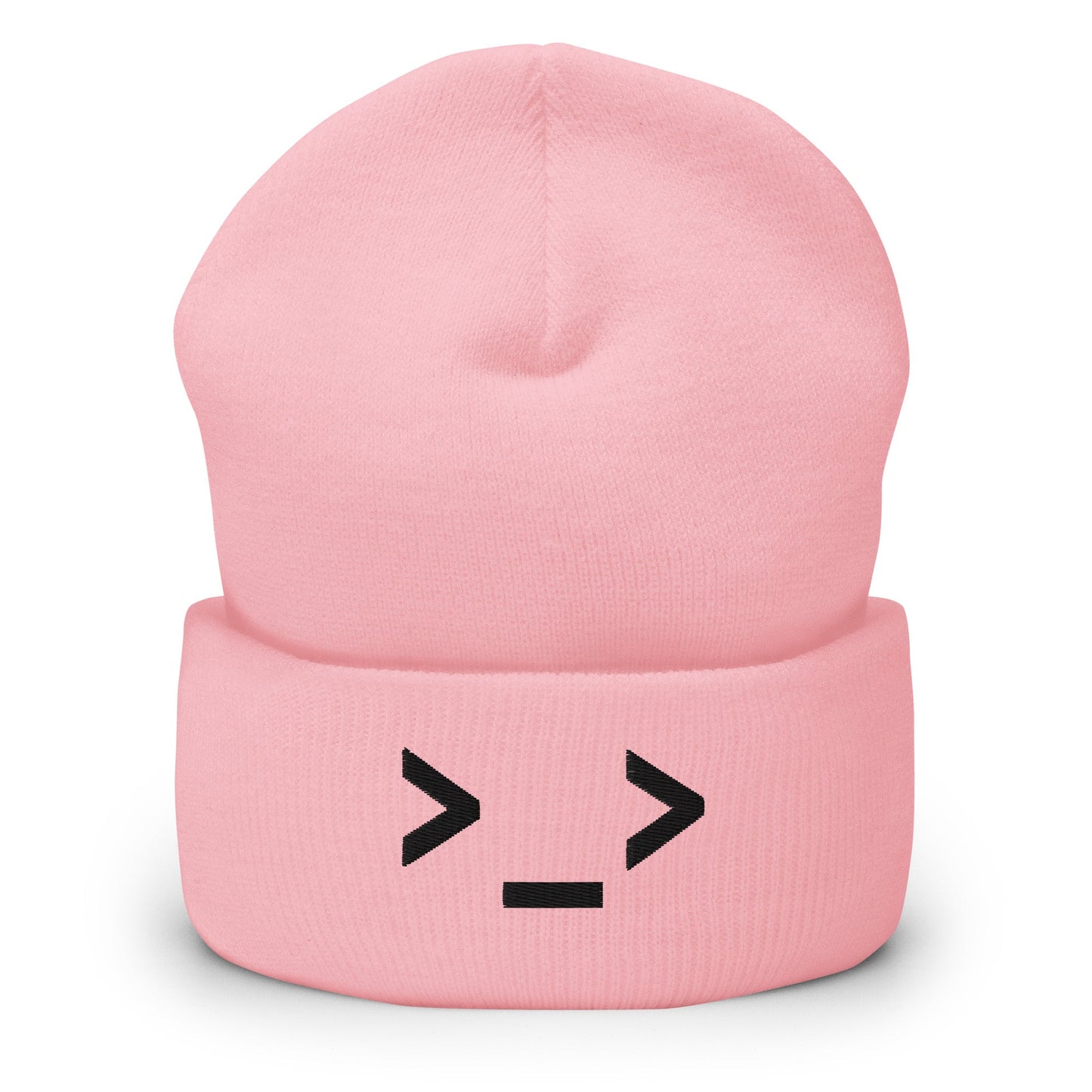 Baby Pink >_> | Shifty Look Emoji Embroidery Design Beanie for Men and Women - Emote IRL