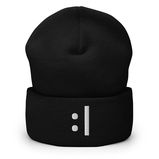 :| | Bored Emoji Embroidery Black Design Beanie for Men and Women- Emote IRL