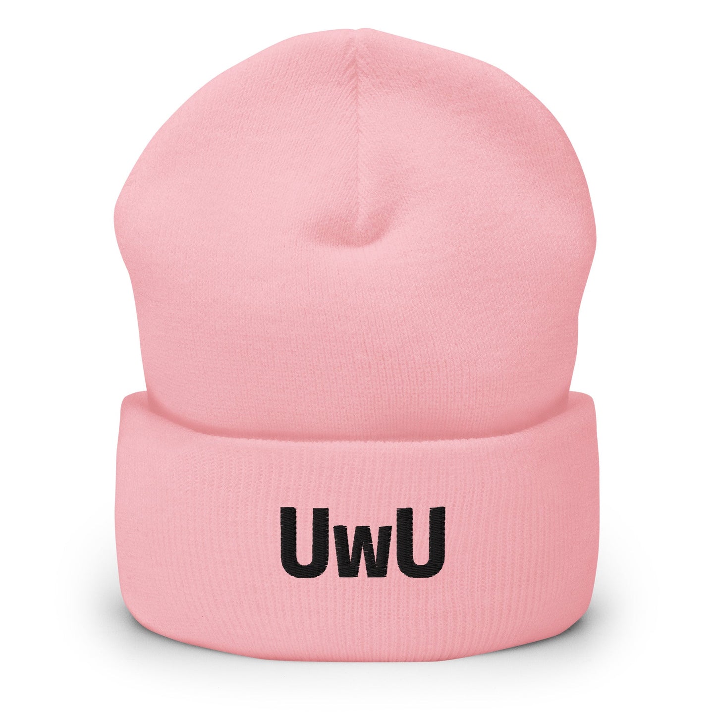 Baby Pink UwU | Cute Face Emoji Embroidery Design Beanie for Men and Women - Emote IRL