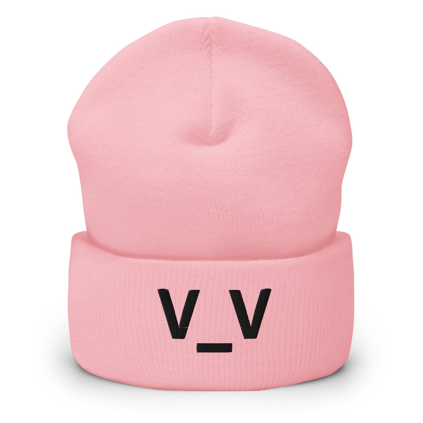 Baby Pink V_V | Sleepy Emoji Embroidery Design Beanie for Men and Women - Emote IRL