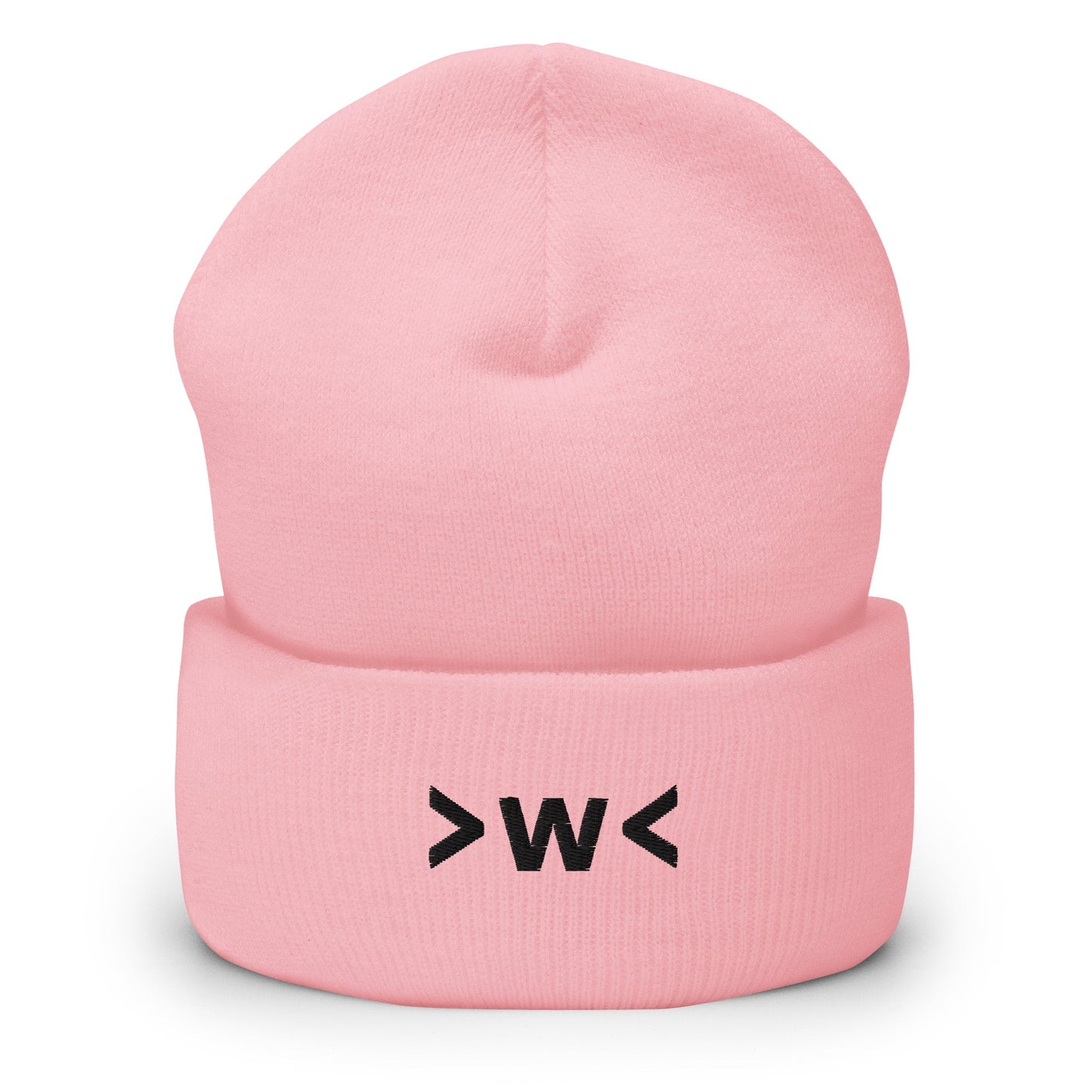 Baby Pink >w< | Cute and Shy Emoji Embroidery Design Beanie for Men and Women - Emote IRL