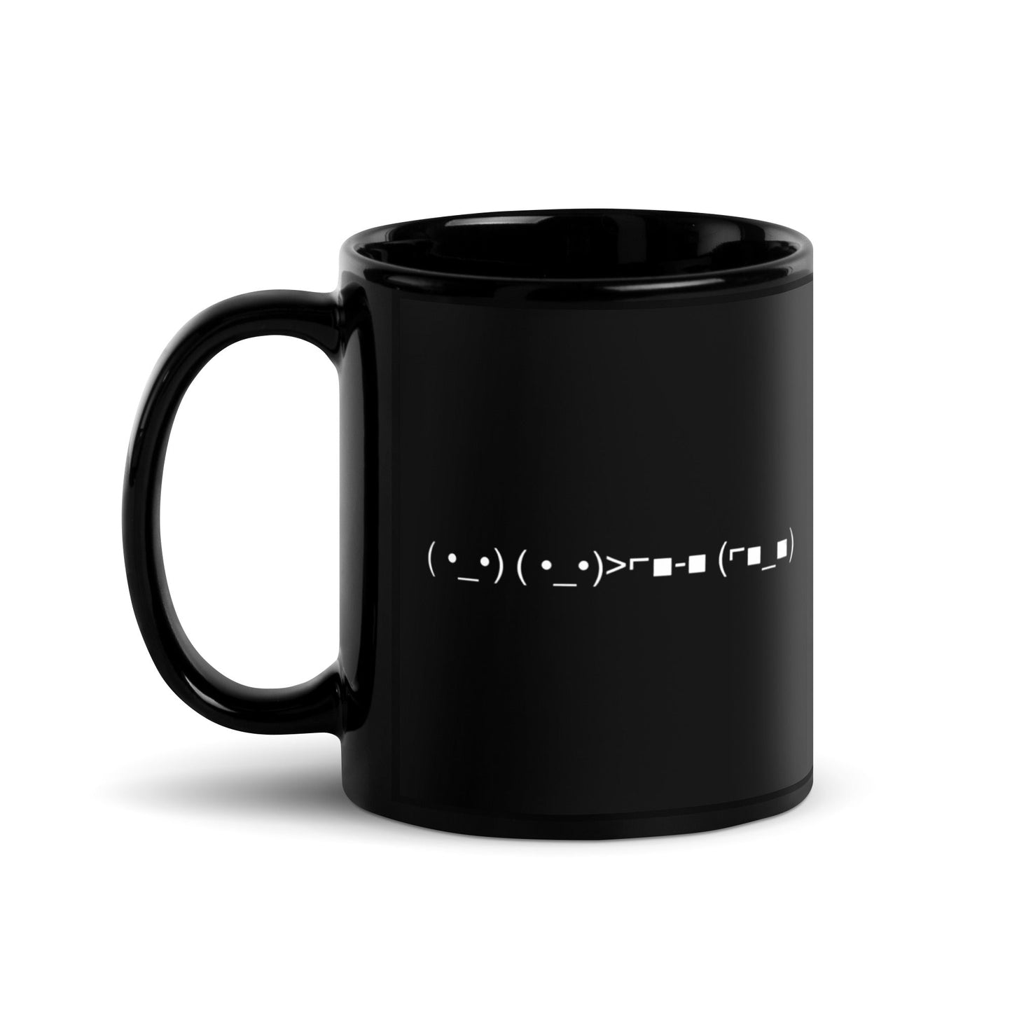( •_•) ( •_•)>⌐■-■ (⌐■_■) | "Deal With It" Emoticon 11 oz Ceramic Coffee Mug and Tea Mug (left view) - Emote IRL