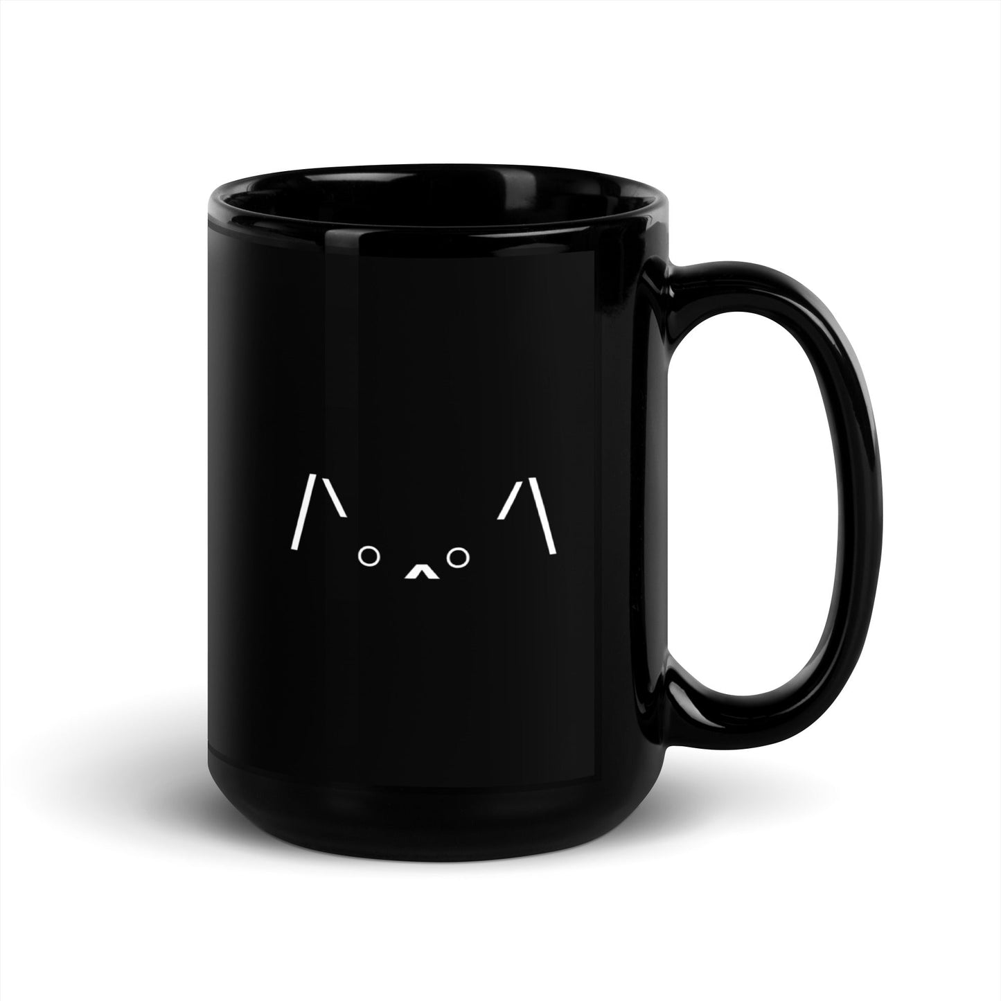 /ᐠ。ꞈ。ᐟ\ | Cute Cat Ears Emoticon 15 oz Big Ceramic Coffee Mug and Tea Mug (left view) - Emote IRL