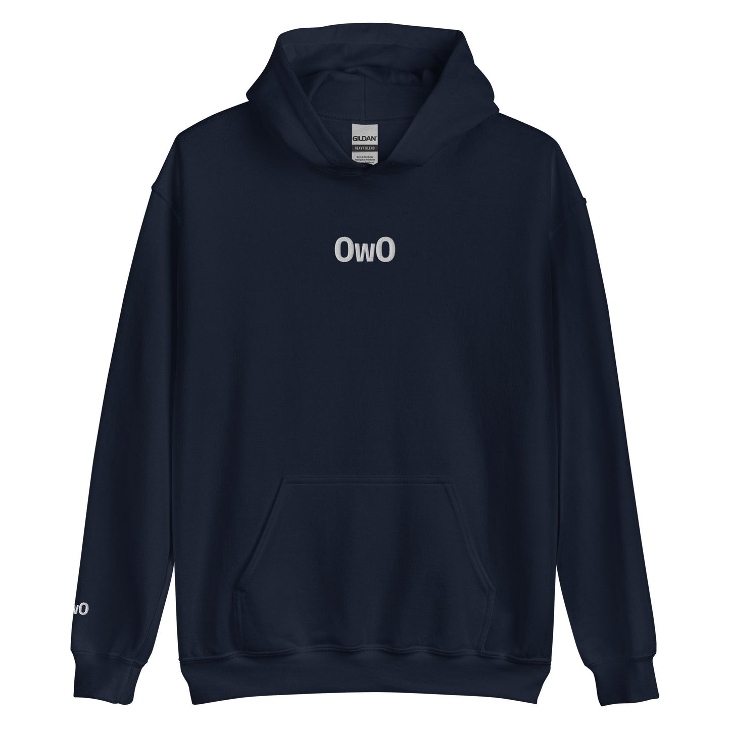 Navy OwO | Cute Surprised Emoticon Graphic Hoodie for Men and Women - Emote IRL