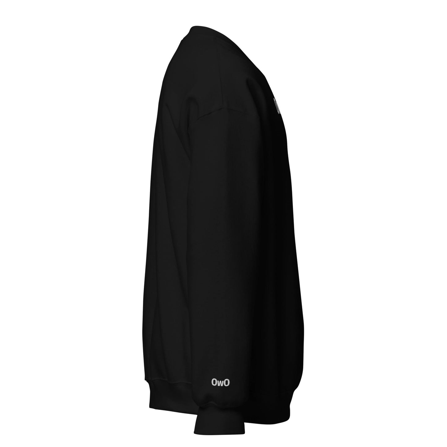 Black OwO | Cute Surprised Emoji Embroidery Graphic Sweatshirt for Men and Women - Emote IRL