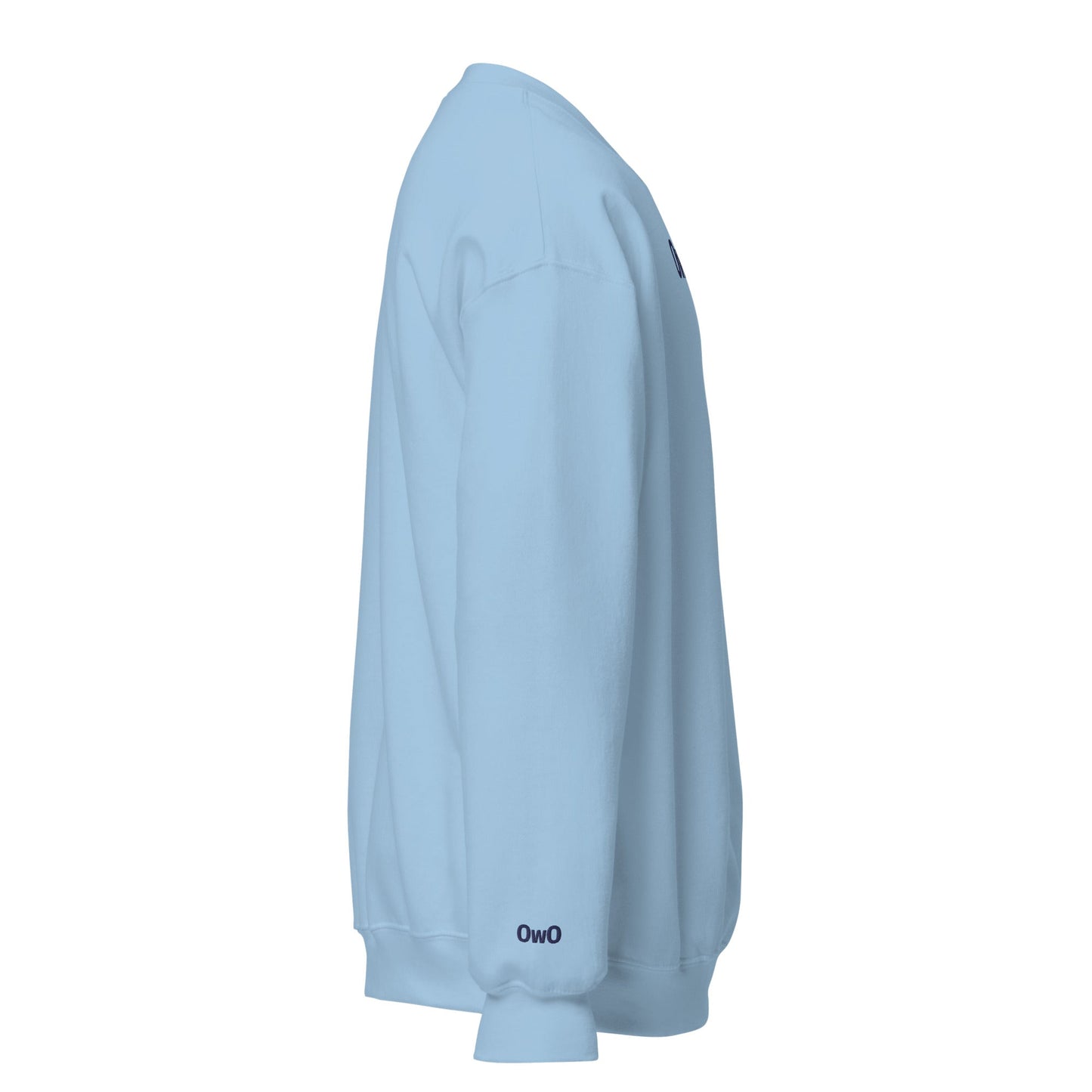 Light Blue OwO | Cute Surprised Emoji Embroidery Graphic Sweatshirt for Men and Women - Emote IRL