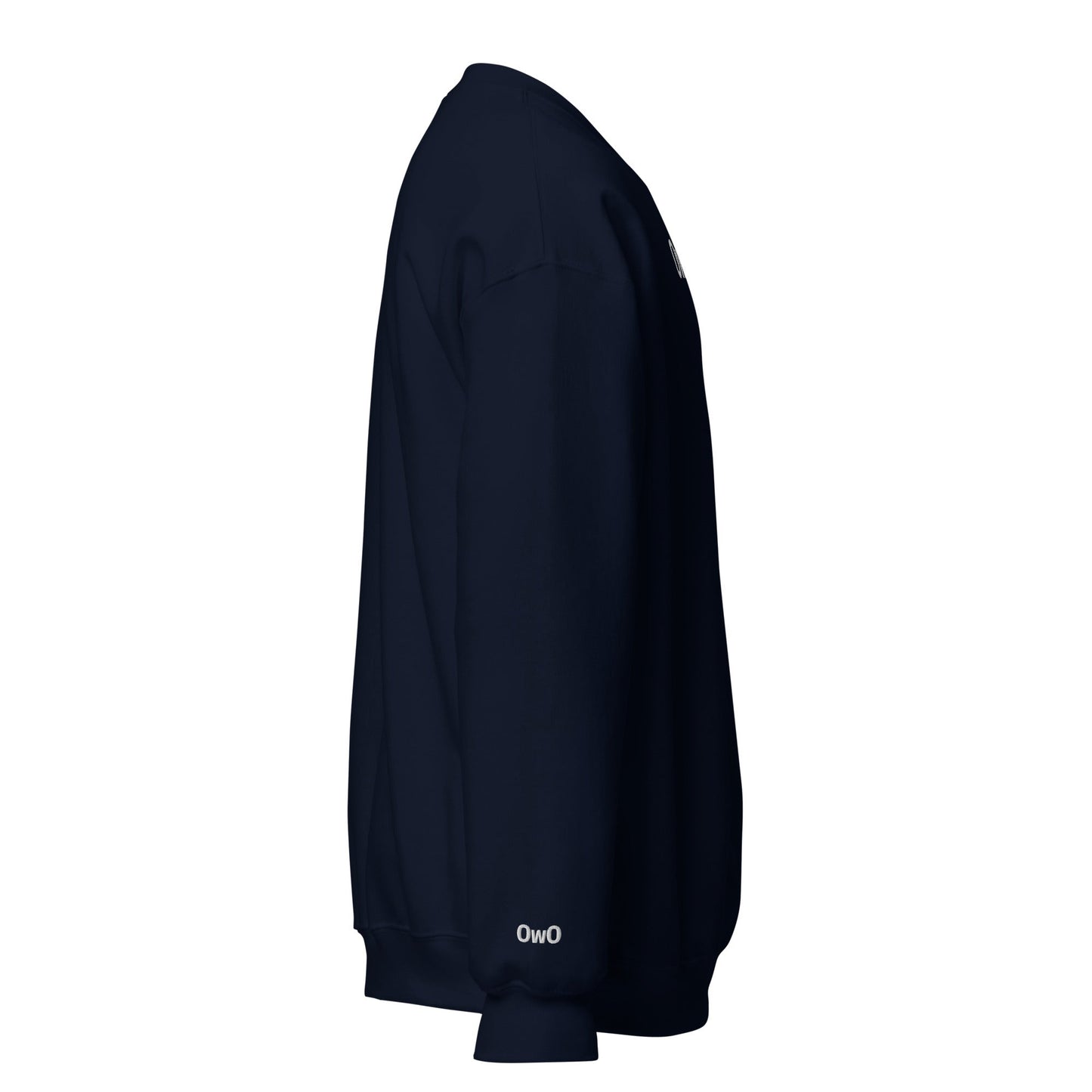 Navy OwO | Cute Surprised Emoji Embroidery Graphic Sweatshirt for Men and Women - Emote IRL