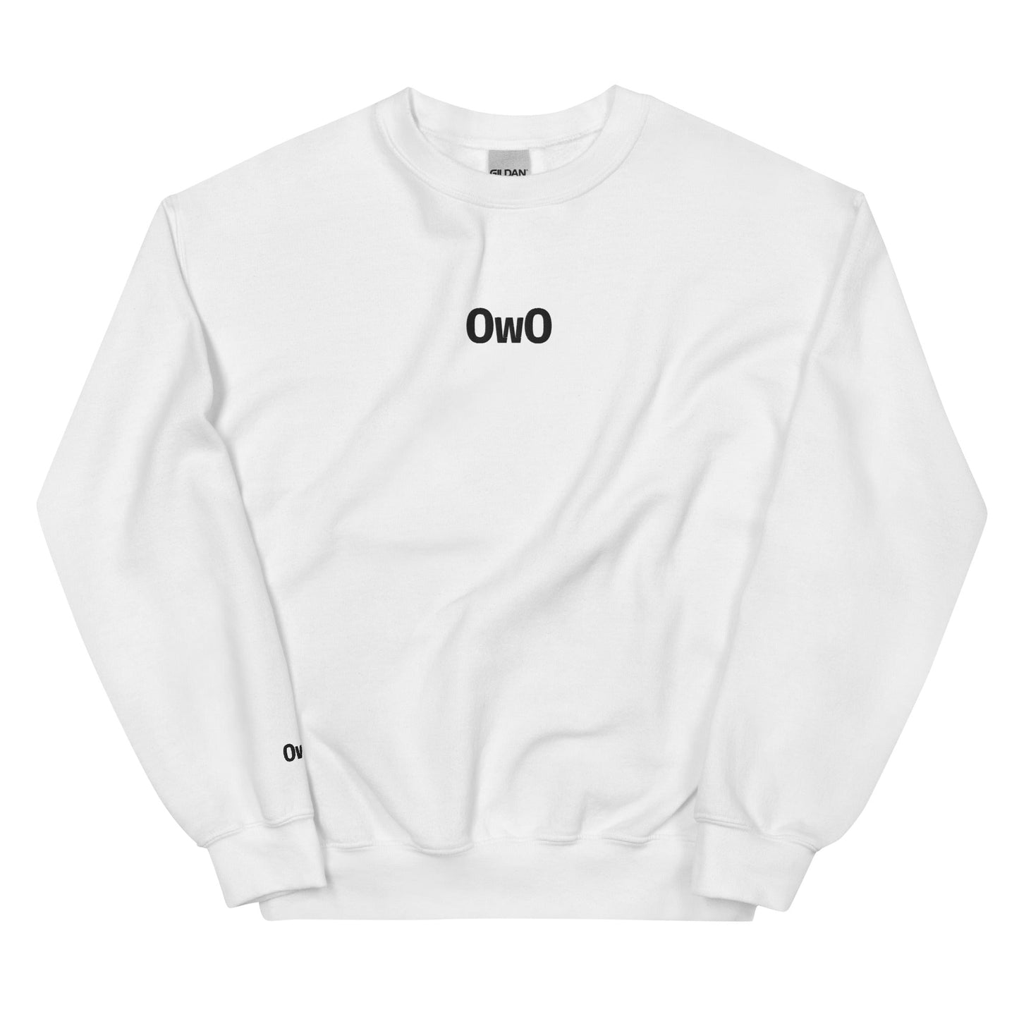 White OwO | Cute Surprised Emoji Embroidery Graphic Sweatshirt for Men and Women - Emote IRL