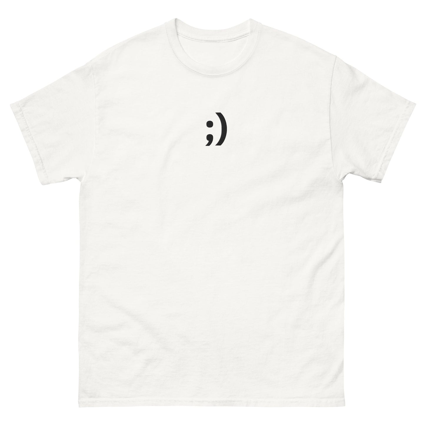 White ;) | Winky Smiley Face Emoji Graphic T shirt for Men and Women - Emote IRL