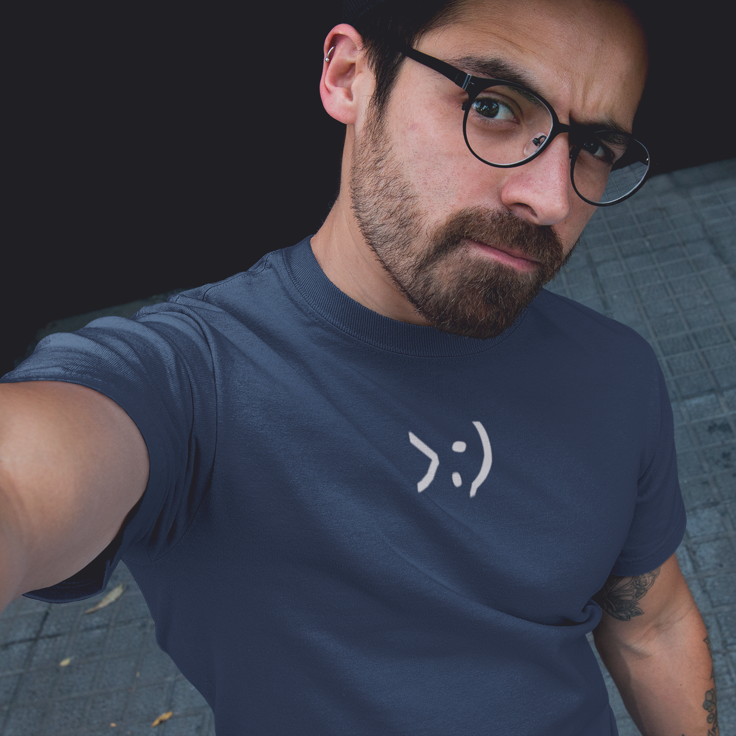 >:) | Evil Eyebrow Emoji Graphic T shirt for Men and Women