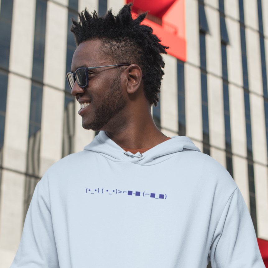 Black ( •_•) ( •_•)>⌐■ - ■ (⌐■_■) | "Deal With It" Emoticon Graphic Hoodie for Men and Women - Emote IRL