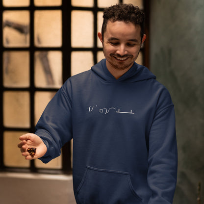 Black (ﾉ｀□´)ﾉ⌒┻━┻ | Flip the Table Emoticon Hoodie for Men and Women - Emote IRL