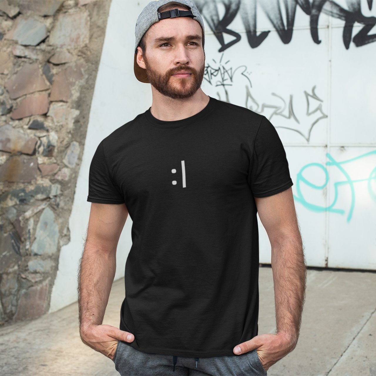 Black :| | Bored Emoji Graphic T shirt for Men and Women - Emote IRL