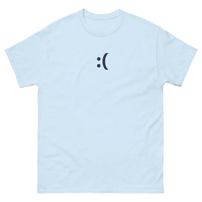 Light Blue :( | Sad Smiley Emoji Embroidery Design T shirt for Men and Women - Emote IRL