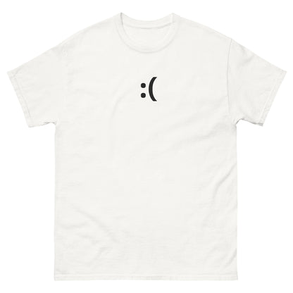 White :( | Sad Smiley Emoji Embroidery Design T shirt for Men and Women - Emote IRL