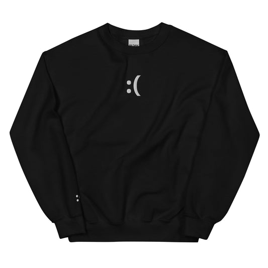 Black :( | Sad Emoji Embroidery Sweatshirt for Men and Women - Emote IRL