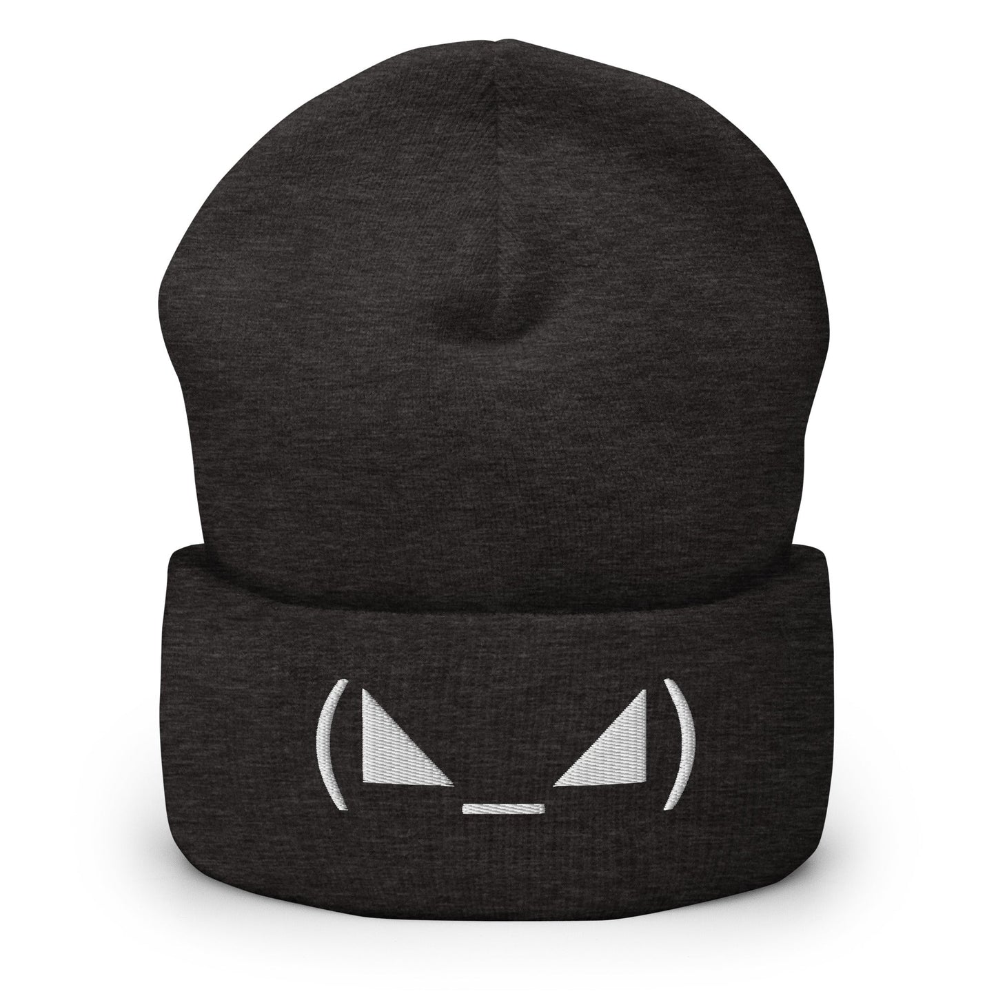 Dark Grey (◣_◢) | Evil Emote Embroidery Design Beanie for Men and Women - Emote IRL