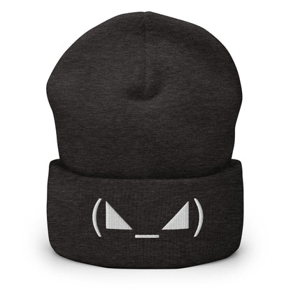 Dark Grey (◣_◢) | Evil Emote Embroidery Design Beanie for Men and Women - Emote IRL