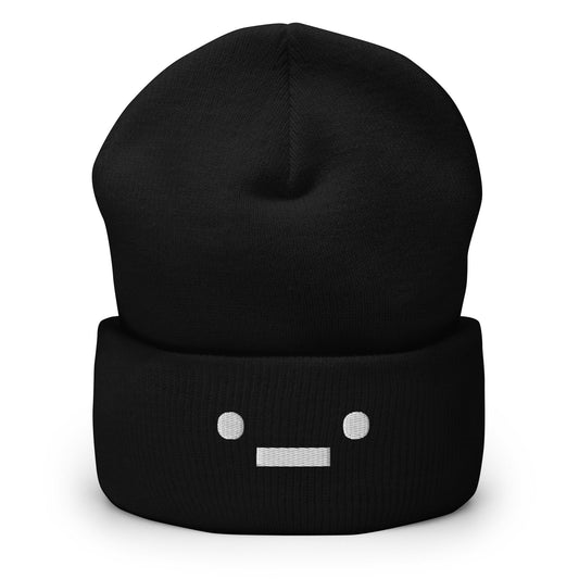 Black ._. | "I dunno what to say" Emoji Embroidery Design Beanie for Men and Women - Emote IRL