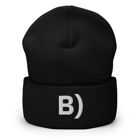 B) | Cool Sunglasses Smiley Embroidery Black Design Beanie for Men and Women- Emote IRL