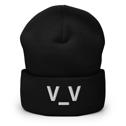 V_V | Sleepy Emoji Embroidery Black Design Beanie for Men and Women- Emote IRL