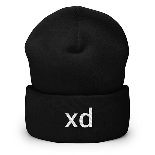xd | Laughing Emoji Embroidery Black Design Beanie for Men and Women- Emote IRL
