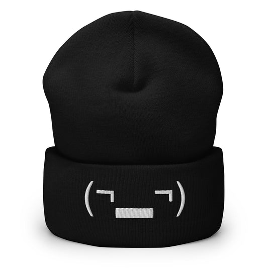 (¬▂¬) | Sarcastic Side Glance Emote Embroidery Black Design Beanie for Men and Women- Emote IRL