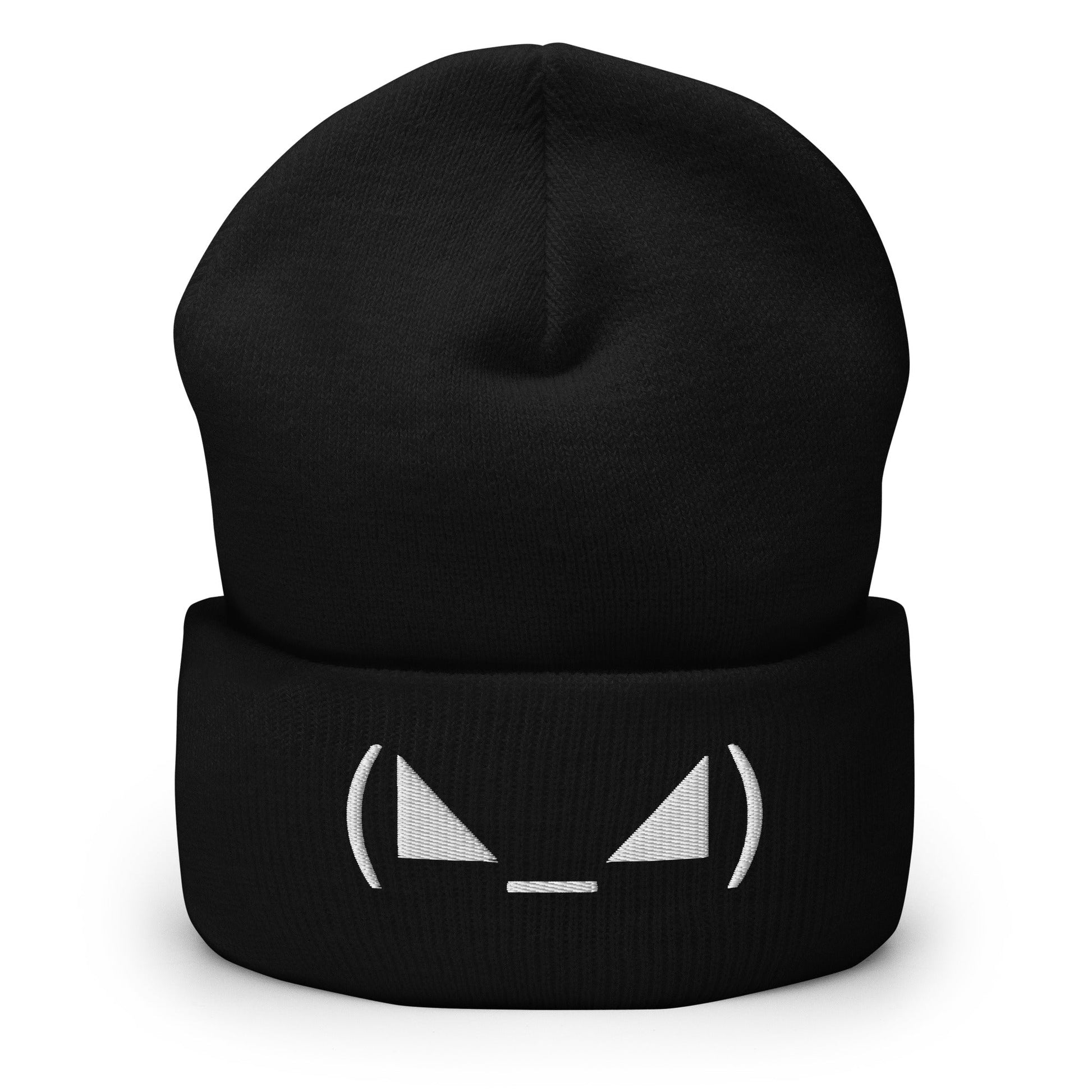 (◣_◢) | Evil Emote Embroidery Black Design Beanie for Men and Women- Emote IRL
