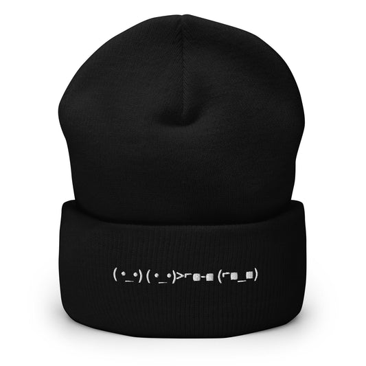 ( •_•) ( •_•)>⌐■-■ (⌐■_■) | "Deal With It" Emoticon Embroidery Black Design Beanie for Men and Women- Emote IRL