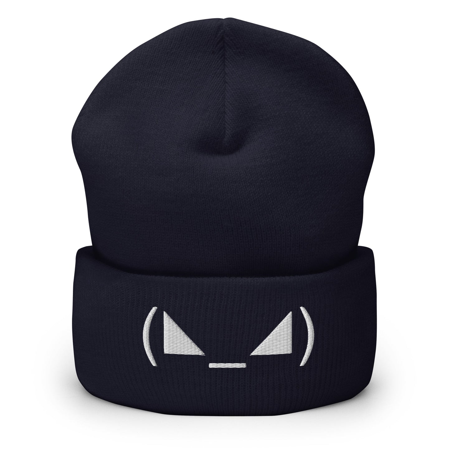 (◣_◢) | Evil Emote Embroider Navy Design Beanie for Men and Women- Emote IRL