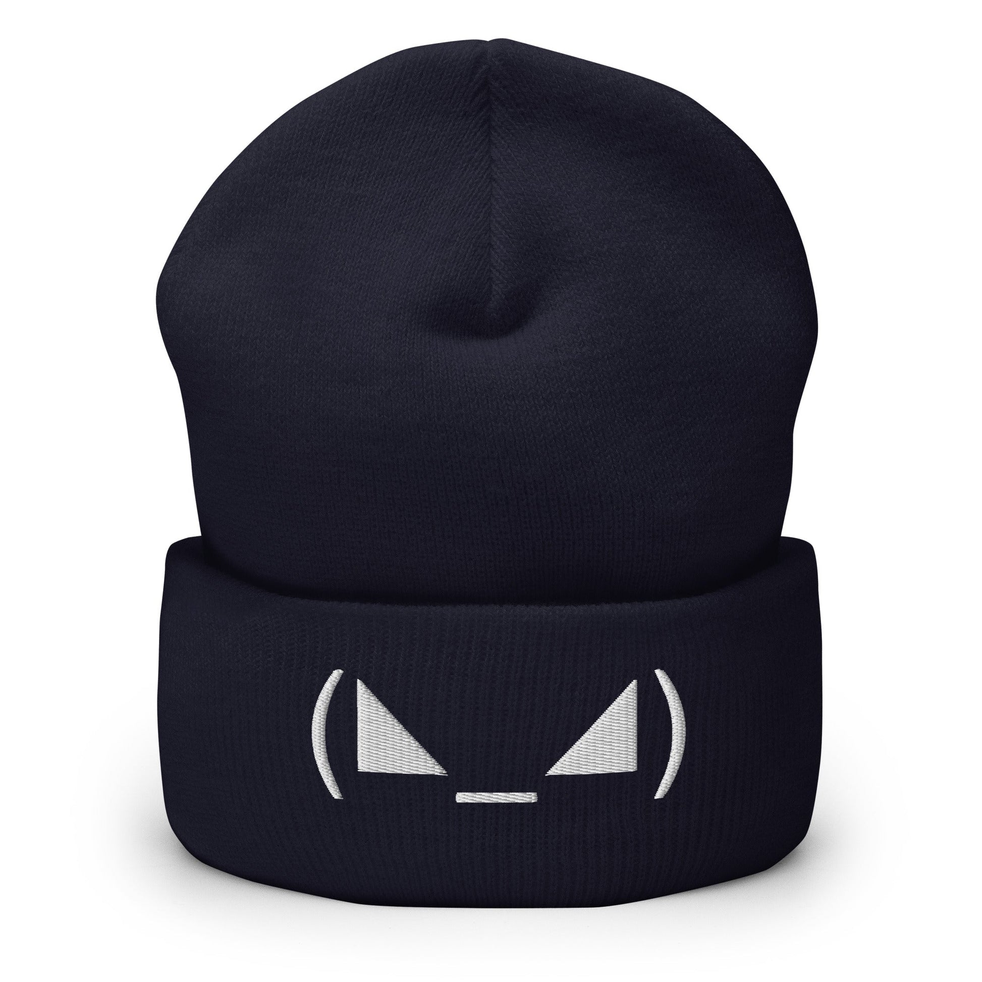 (◣_◢) | Evil Emote Embroider Navy Design Beanie for Men and Women- Emote IRL