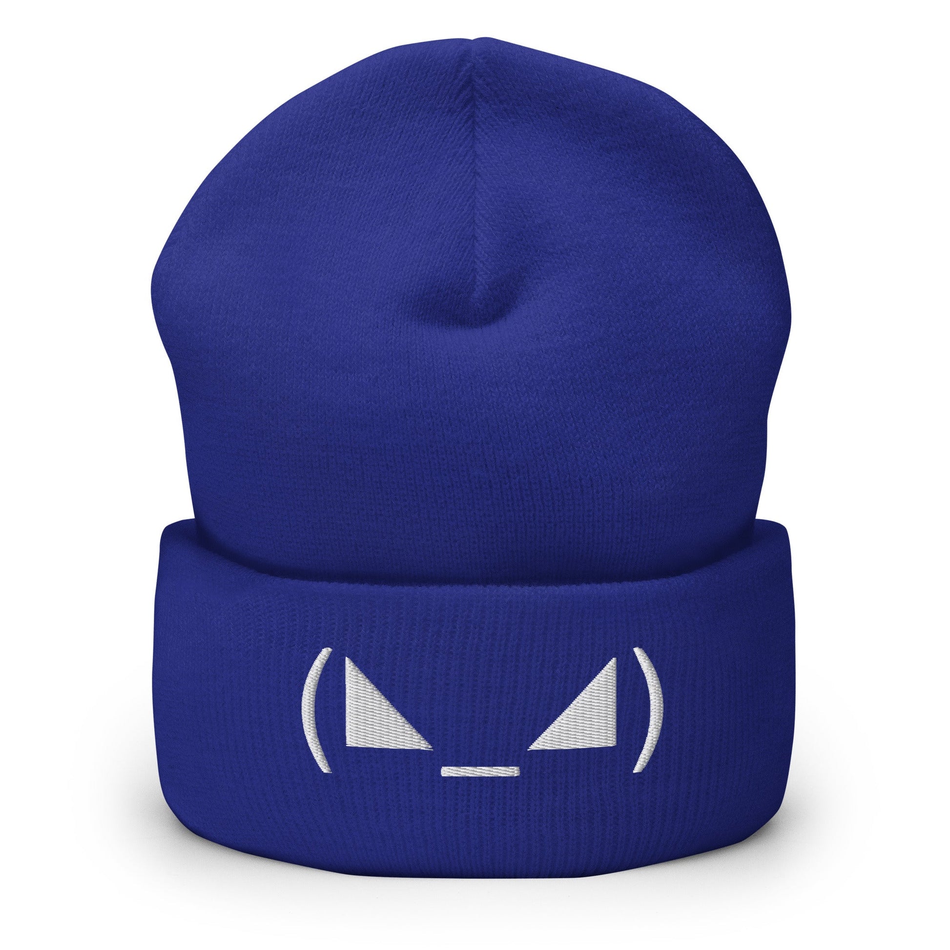 (◣_◢) | Evil Emote Embroidery Blue Design Beanie for Men and Women- Emote IRL