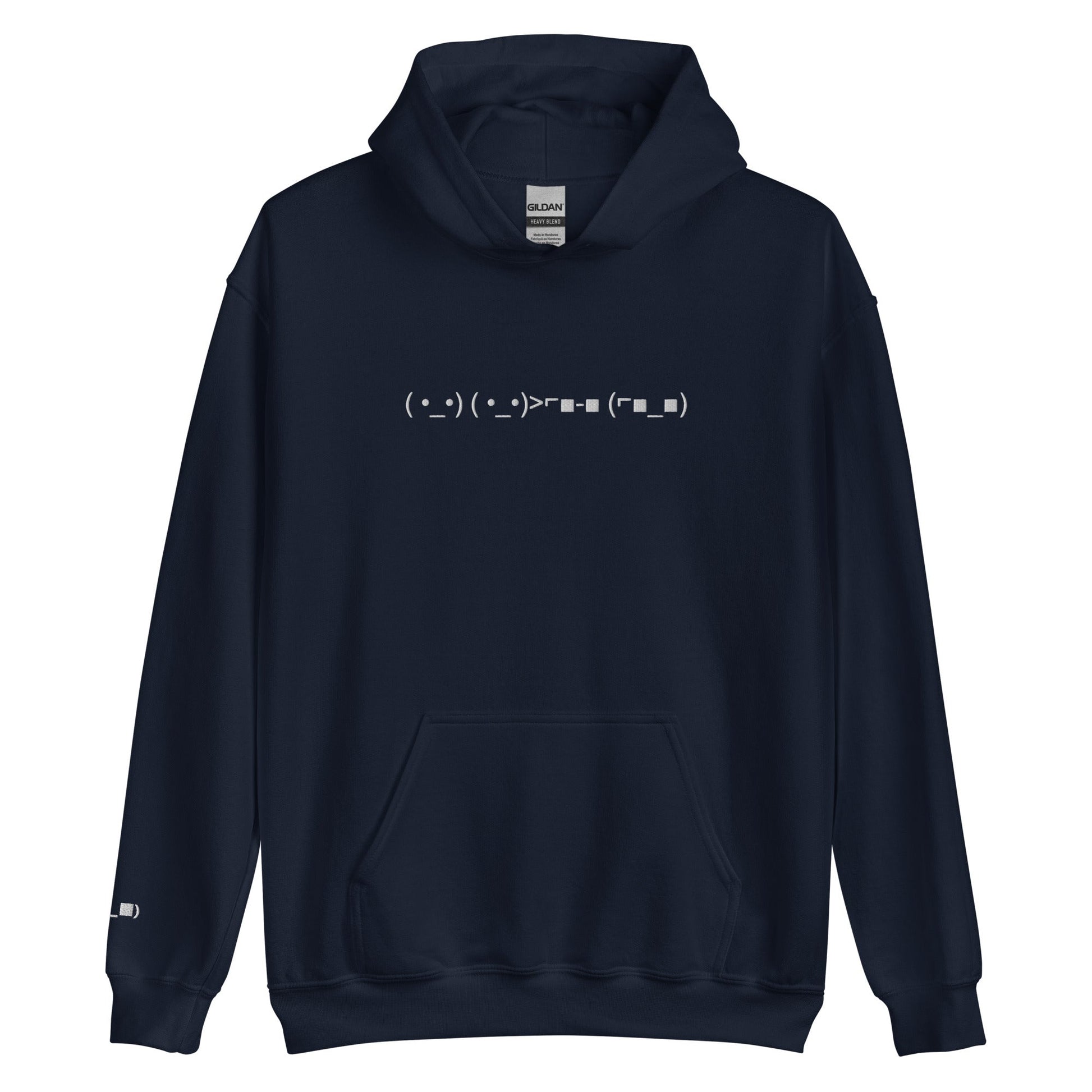 Navy ( •_•) ( •_•)>⌐■-■ (⌐■_■) | "Deal With It" Emoticon Graphic Hoodie for Men and Women - Emote IRL