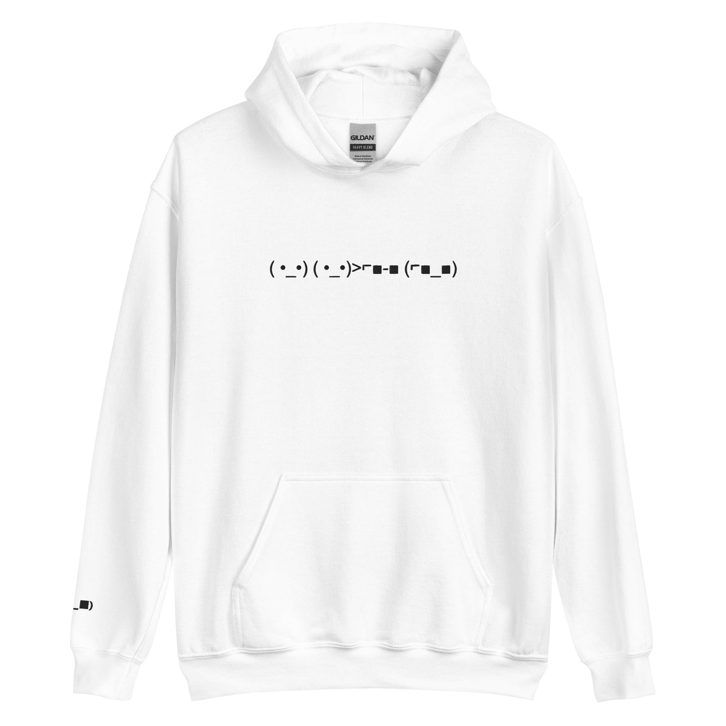 White ( •_•) ( •_•)>⌐■-■ (⌐■_■) | "Deal With It" Emoticon Graphic Hoodie for Men and Women - Emote IRL