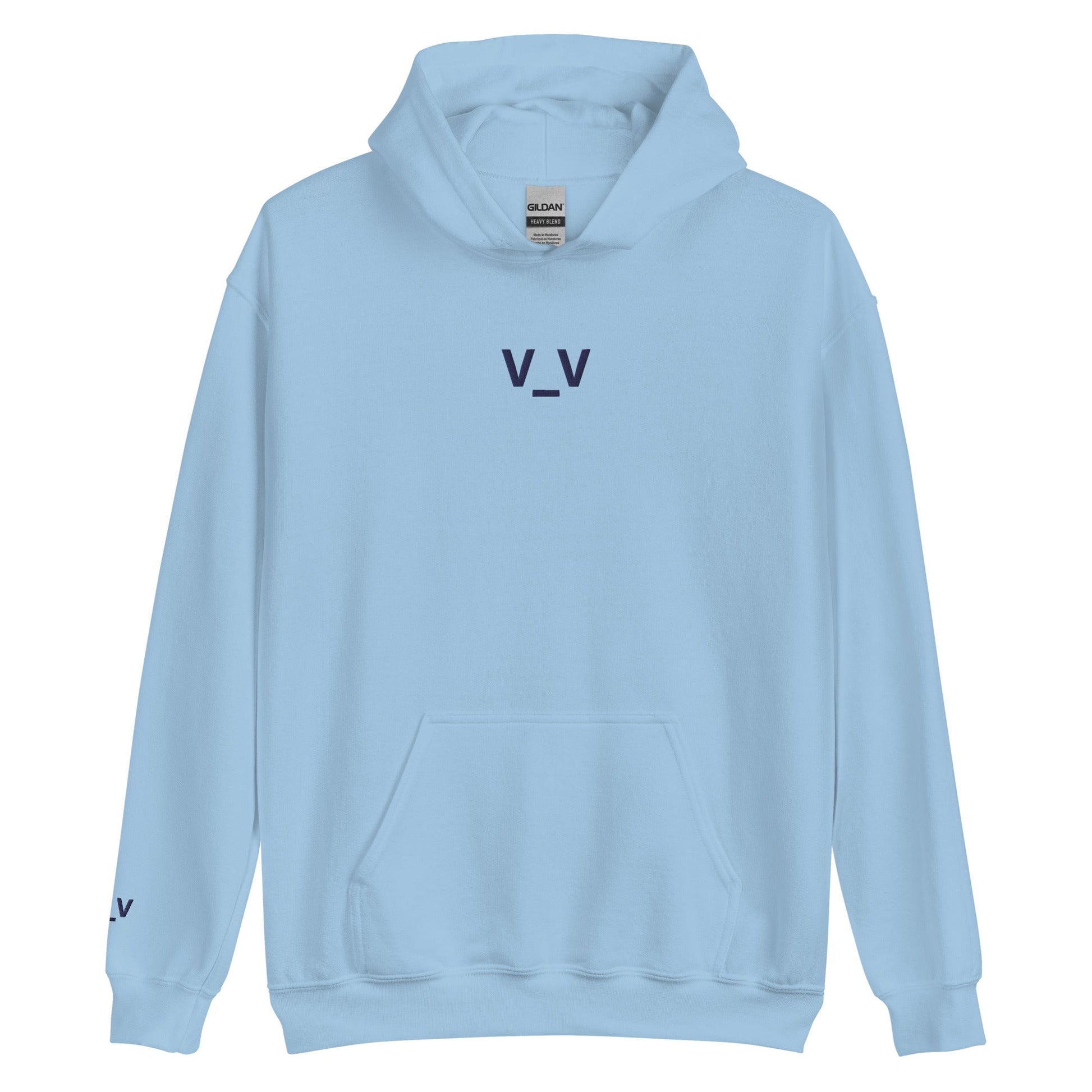 Light Blue V_V | Sleepy Emoji Graphic Hoodie for Men and Women - Emote IRL