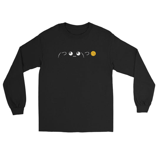 ༼ つ ◕_◕ ༽つ🍪 | Black Cotton Plus Size Cookie Gib Emoticon Textart Graphic Long Sleeve T shirt for Men and Women