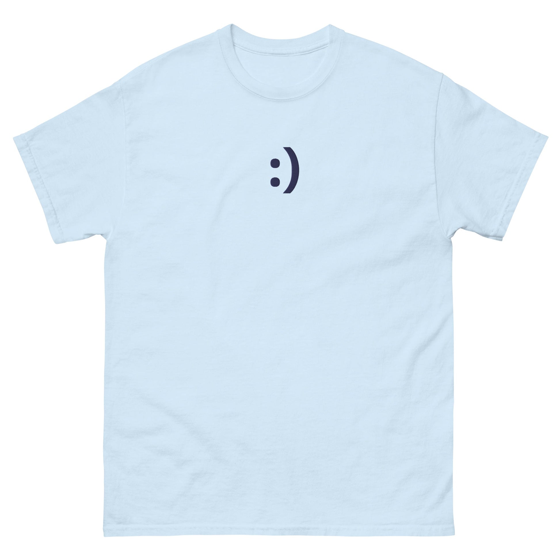 Light Blue :) | Happy Smiley Emoji Graphic T shirt for Men and Women - Emote IRL