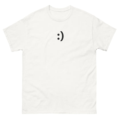 White :) | Happy Smiley Emoji Graphic T shirt for Men and Women - Emote IRL