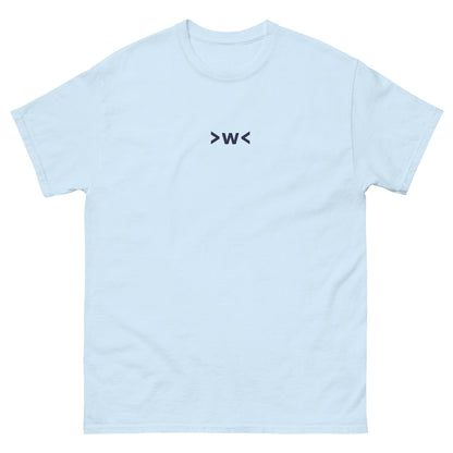 Light Blue >w< | Cute and Shy Emoji Graphic T shirt for Men and Women - Emote IRL